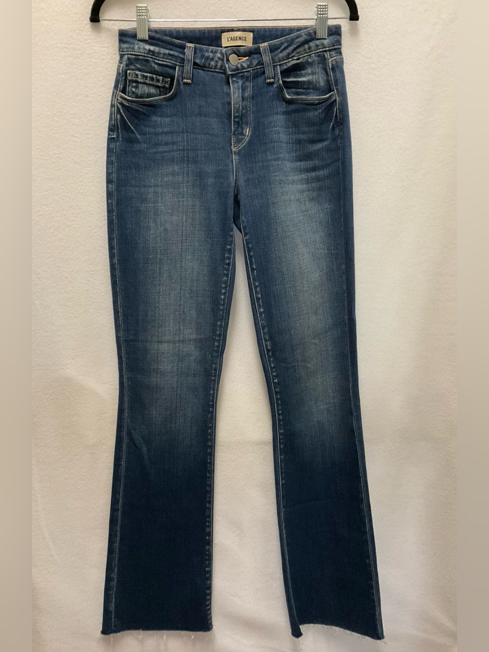 L'AGENCE 'Sneeki' Straight-Leg Low-Rise Jeans Raw Hem